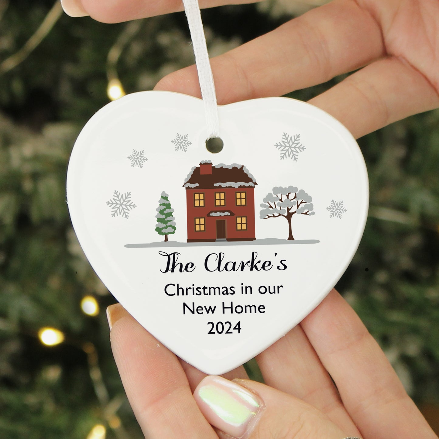 Personalised Cosy Christmas Ceramic Heart Decoration - MK&JD Gifts