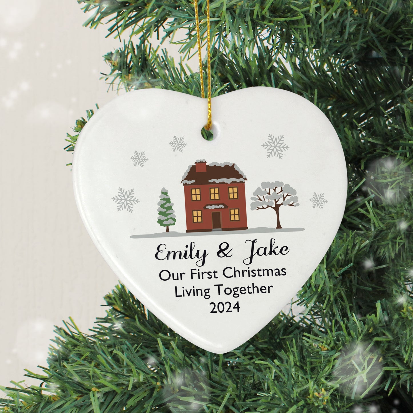 Personalised Cosy Christmas Ceramic Heart Decoration - MK&JD Gifts