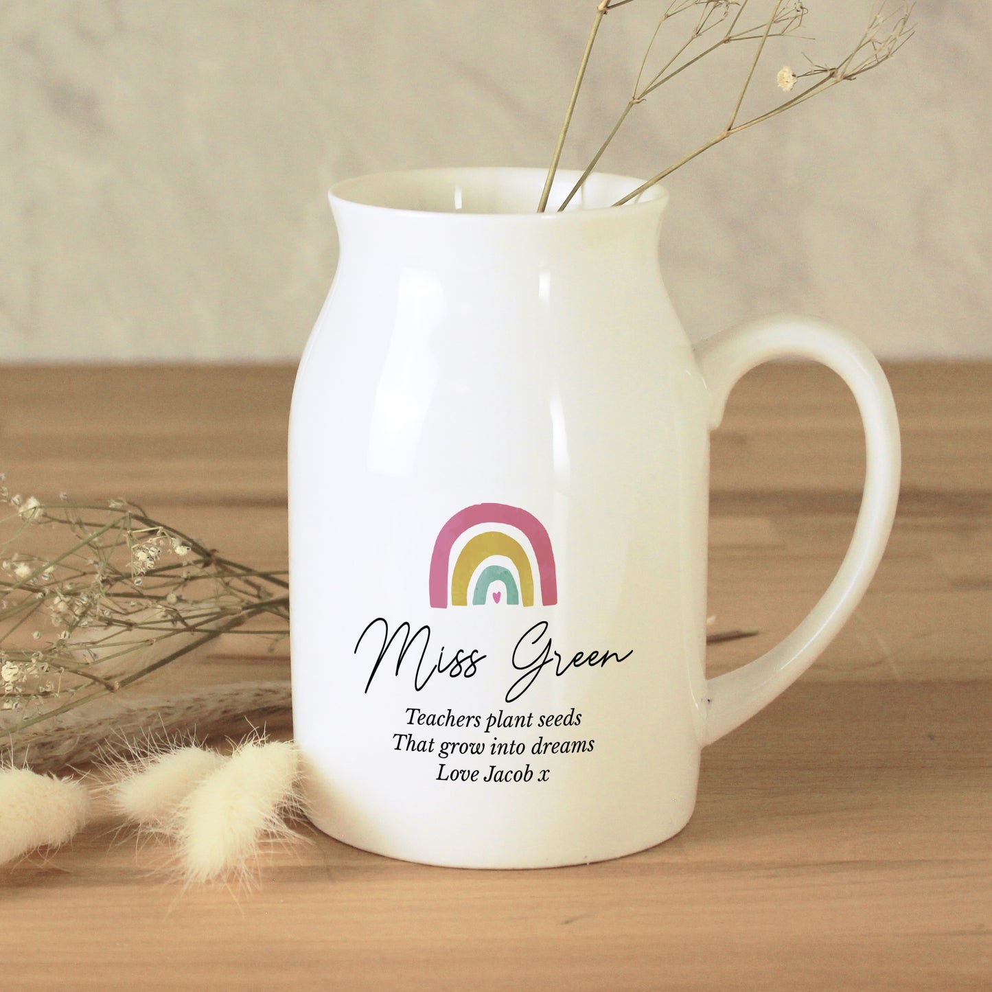 Personalised Rainbow Flower Jug Vase - MK&JD Gifts