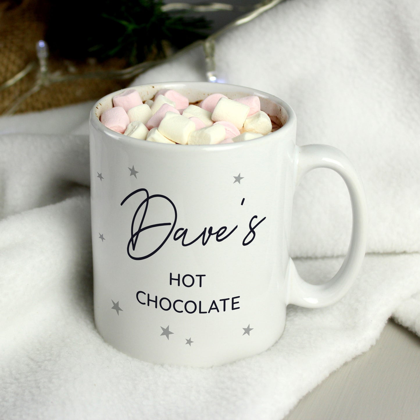 Personalised Free Text Little Grey Stars Mug - MK&JD Gifts
