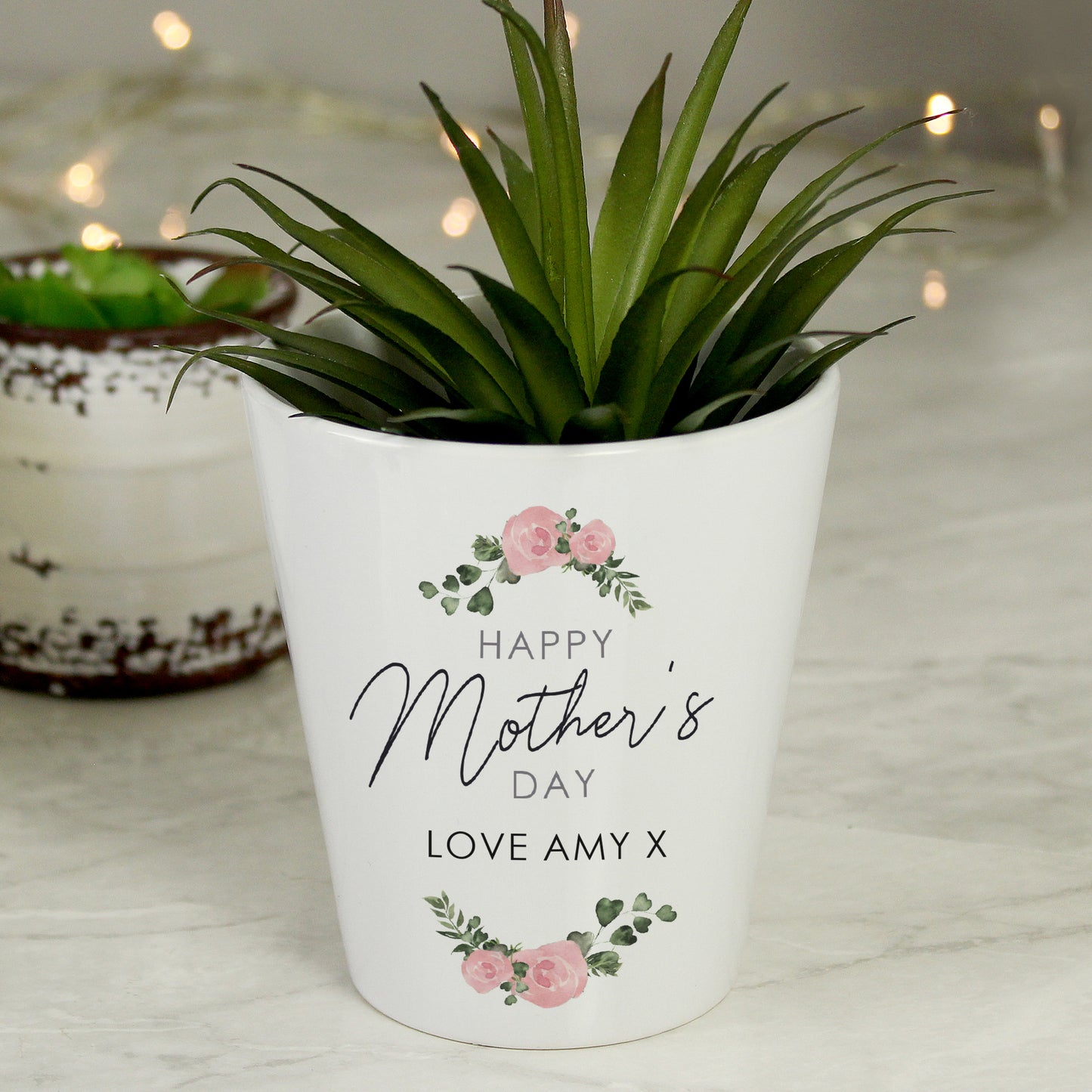 Personalised Abstract Rose Happy Mothers Day Plant Pot - MK&JD Gifts