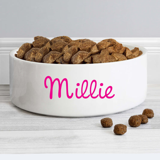 Personalised Pink Name 15cm Medium Pet Bowl - MK&JD Gifts