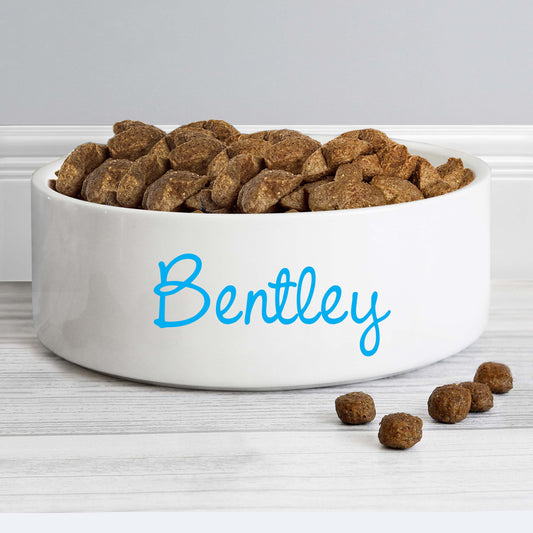 Personalised Blue Name 14cm Medium Pet Bowl - MK&JD Gifts