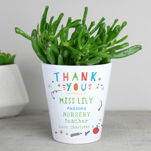 Personalised Thank You Teacher Plant Pot - MK&JD Gifts