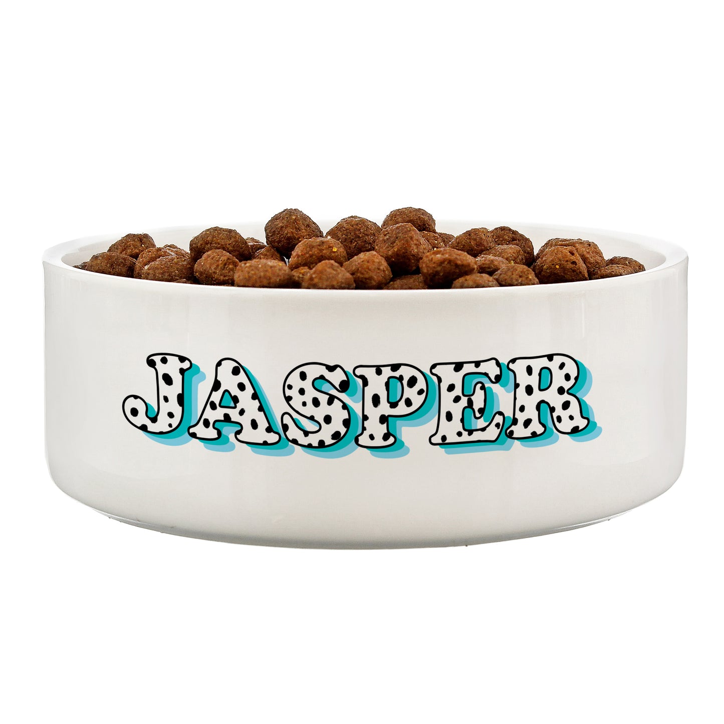 Personalised Blue Spots Name 14cm Medium Pet Bowl - MK&JD Gifts