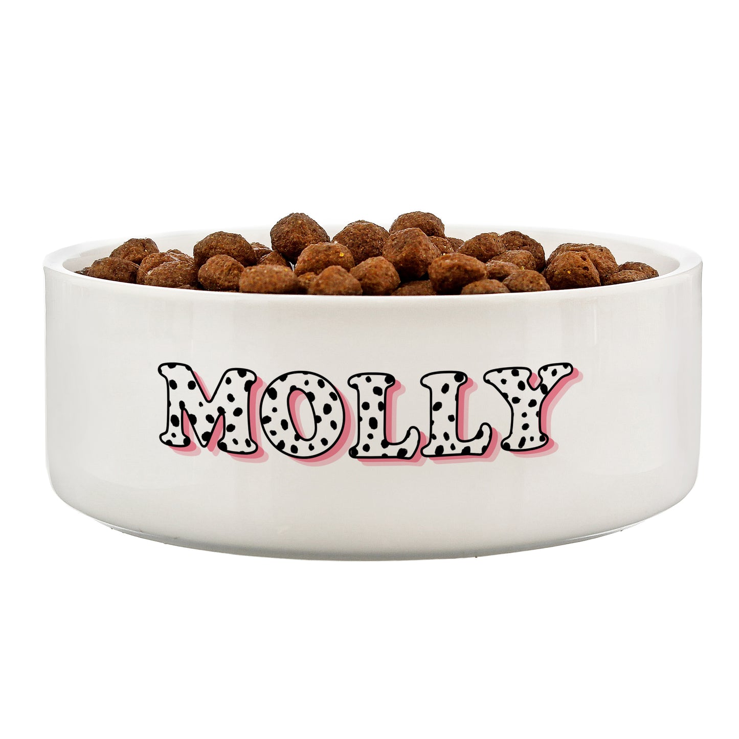 Personalised Pink Spots Name 14cm Medium Pet Bowl - MK&JD Gifts