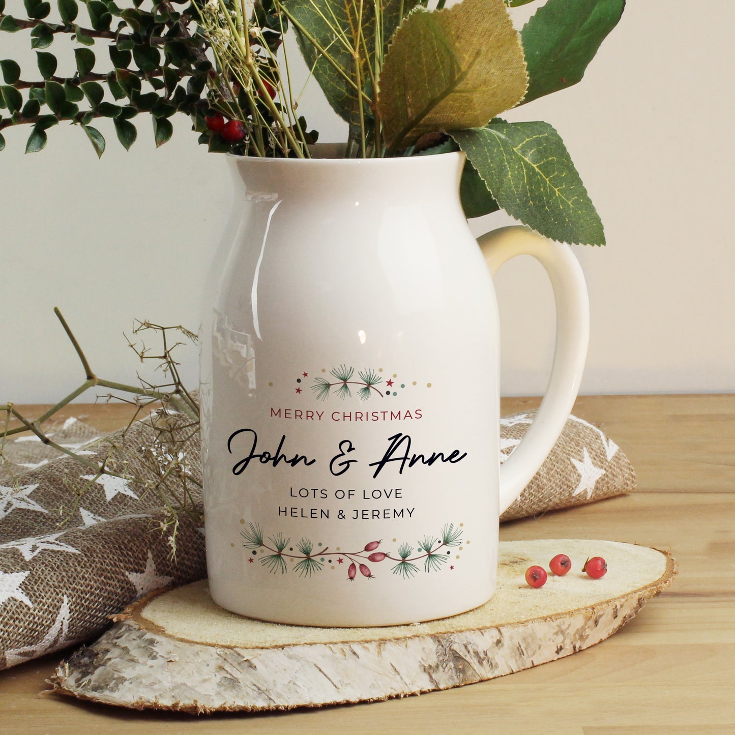 Personalised Christmas Flower Jug - MK&JD Gifts