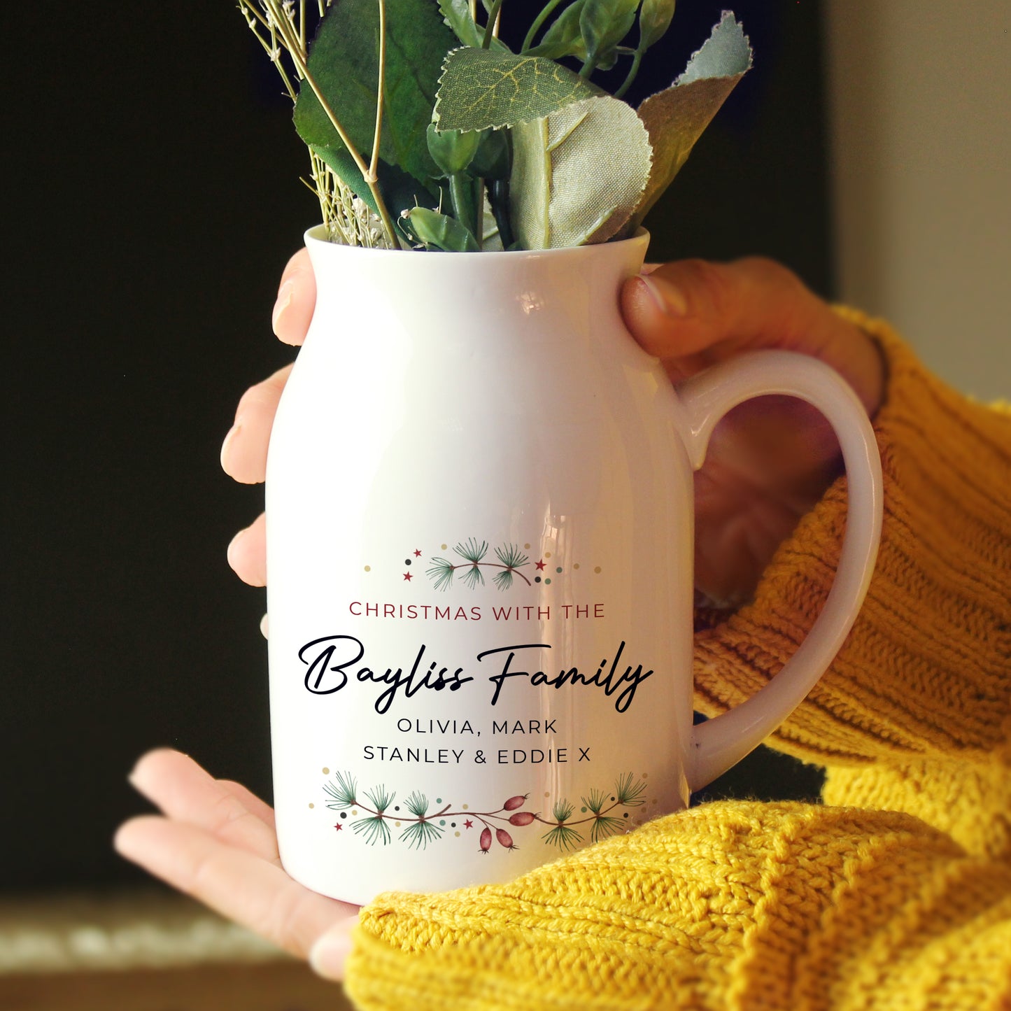 Personalised Christmas Flower Jug - MK&JD Gifts