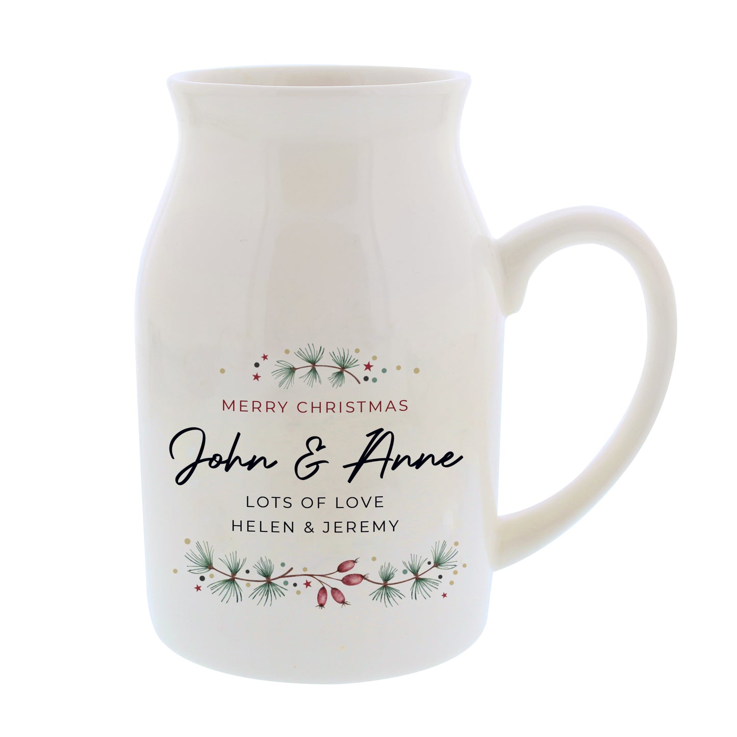 Personalised Christmas Flower Jug - MK&JD Gifts