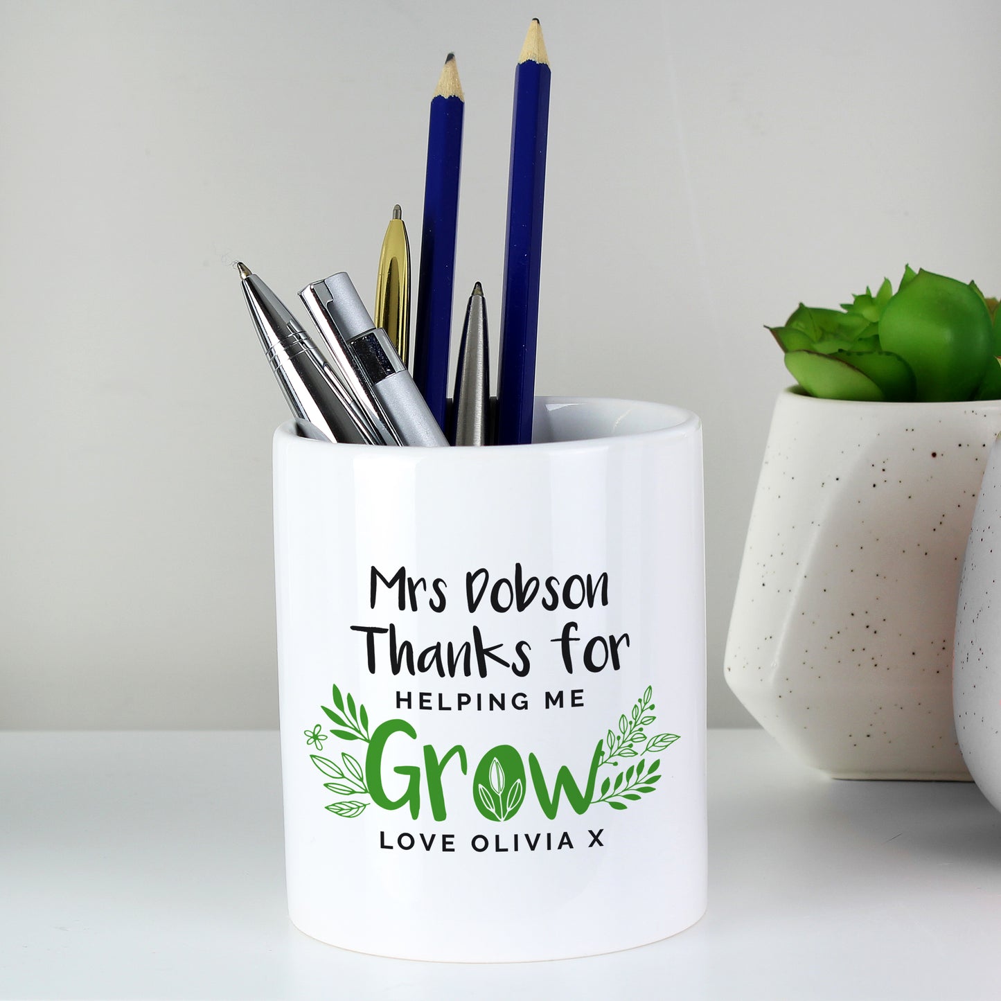 Personalised Thanks For Helping Me Grow Ceramic Storage Pot - MK&JD Gifts