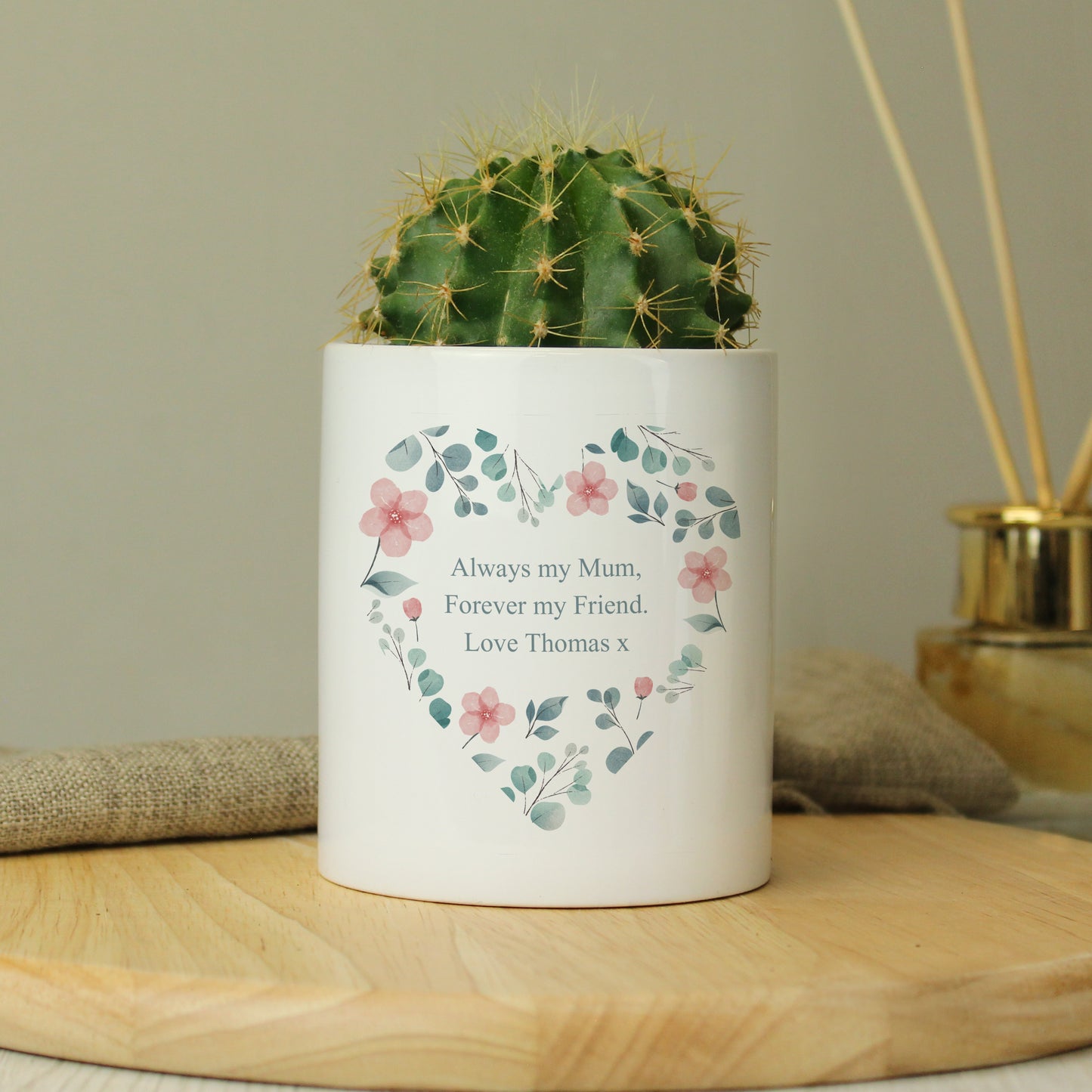 Personalised Floral Heart Ceramic Storage Pot - MK&JD Gifts