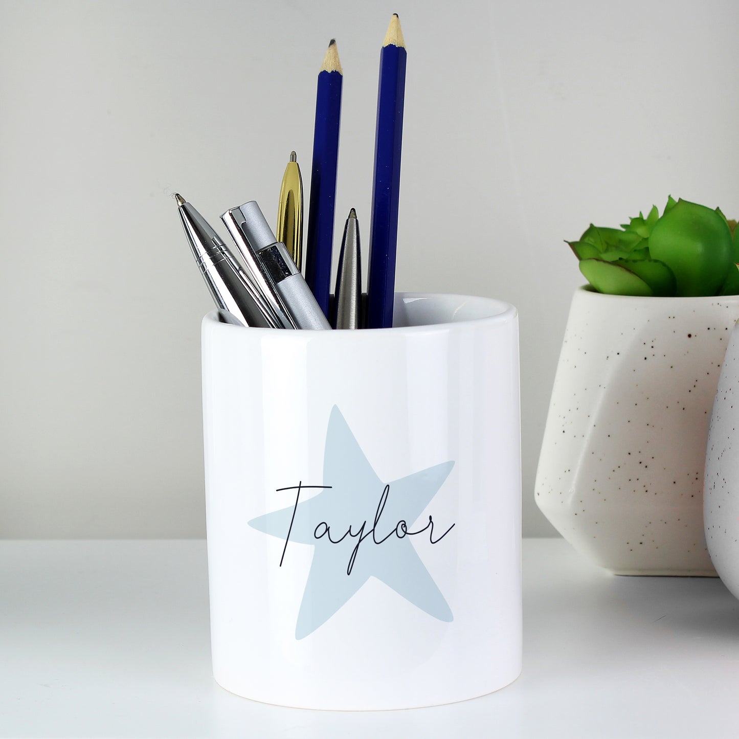 Personalised Blue Star Ceramic Storage Pot - MK&JD Gifts