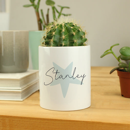Personalised Blue Star Ceramic Storage Pot - MK&JD Gifts