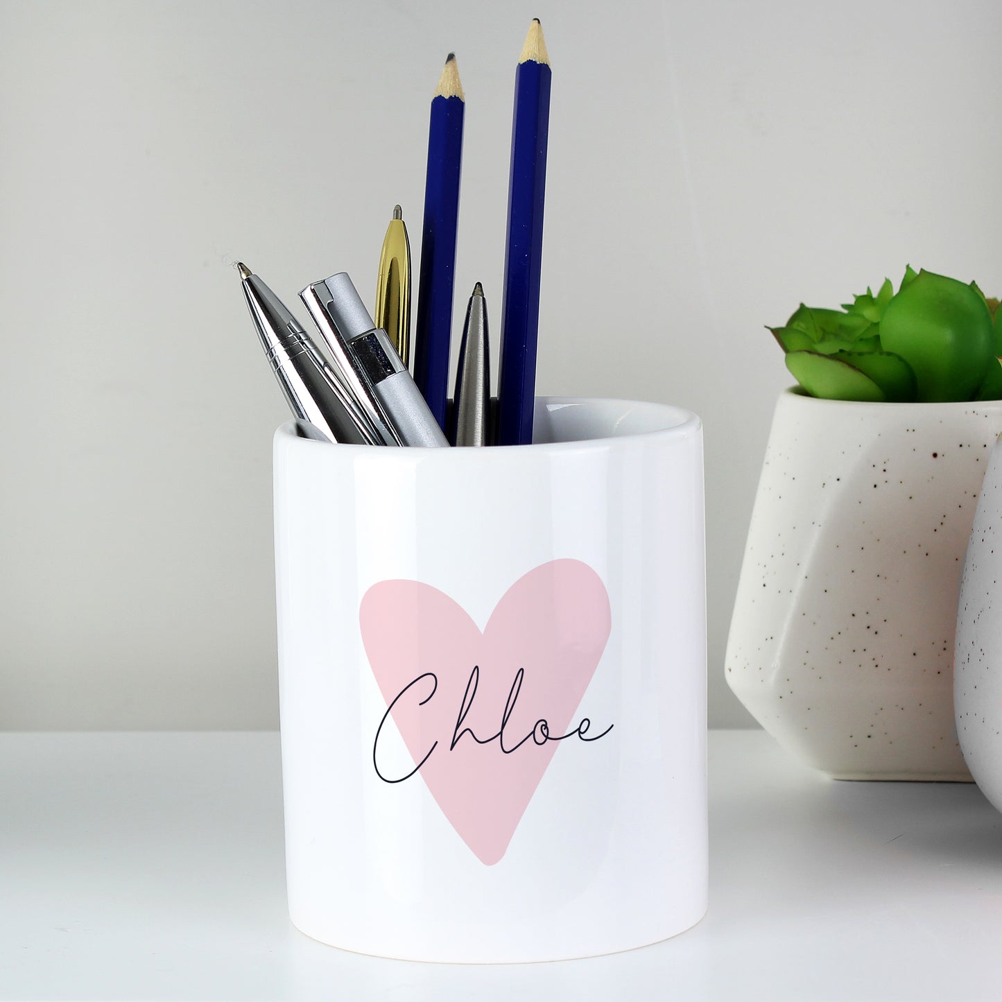 Personalised Pink Heart Ceramic Storage Pot - MK&JD Gifts