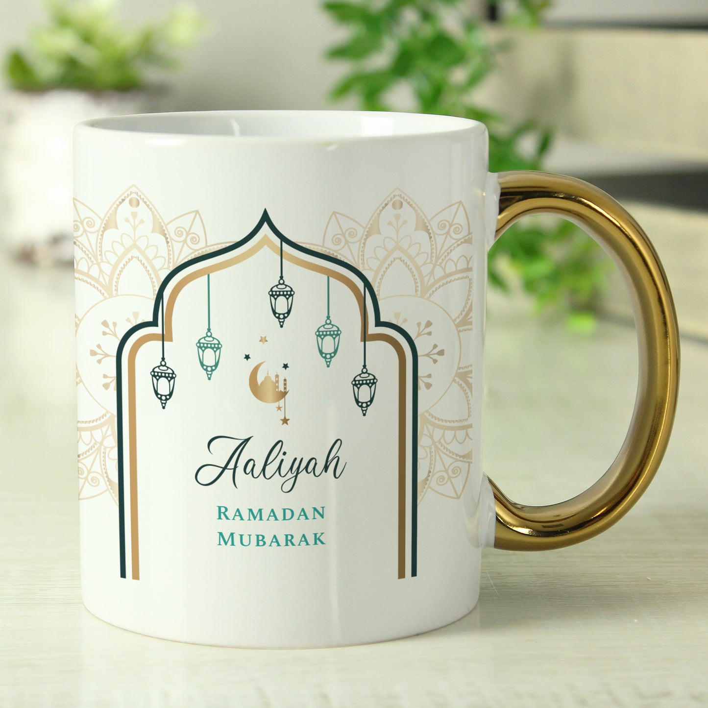 Personalised Eid and Ramadan Gold Handled Mug - MK&JD Gifts