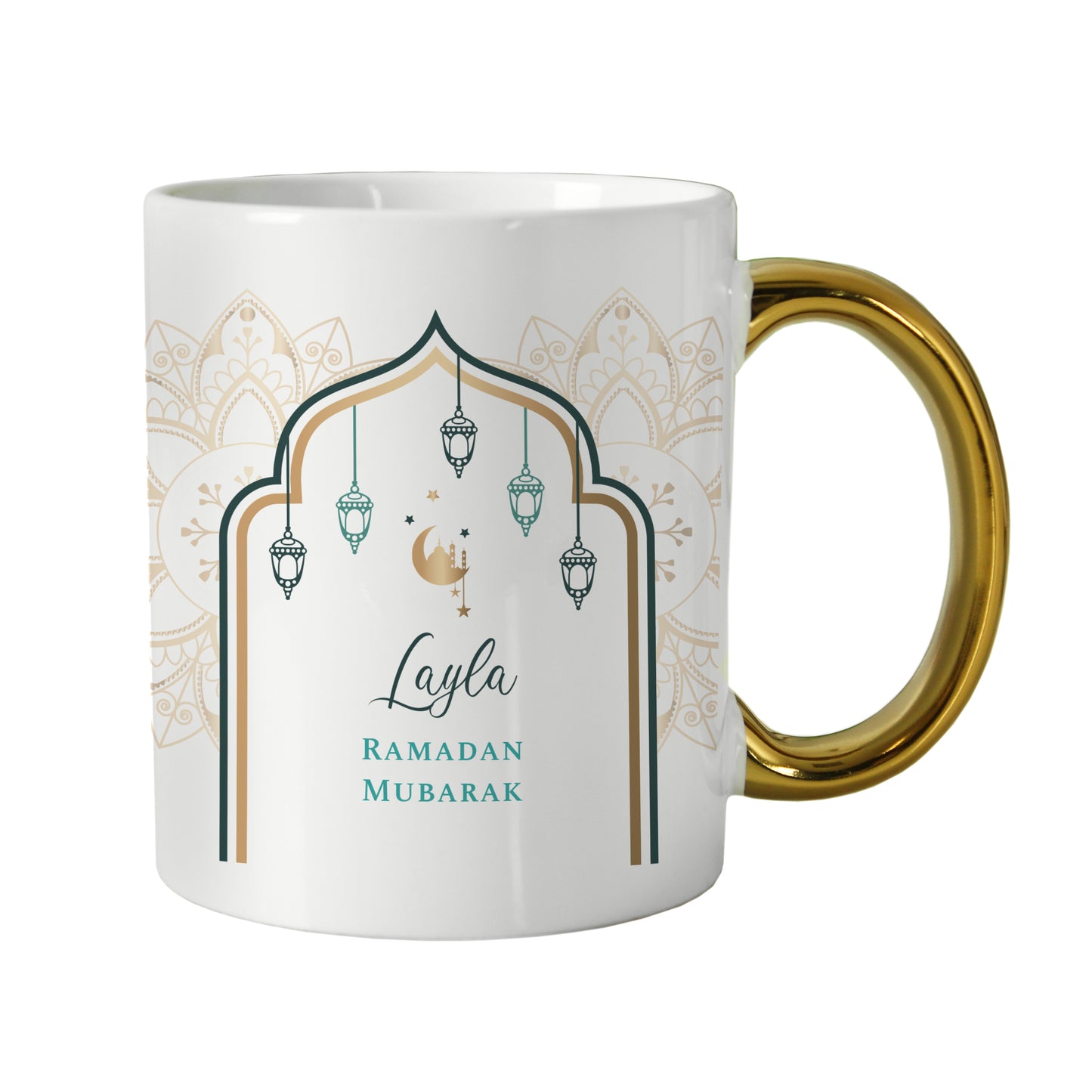 Personalised Eid and Ramadan Gold Handled Mug - MK&JD Gifts