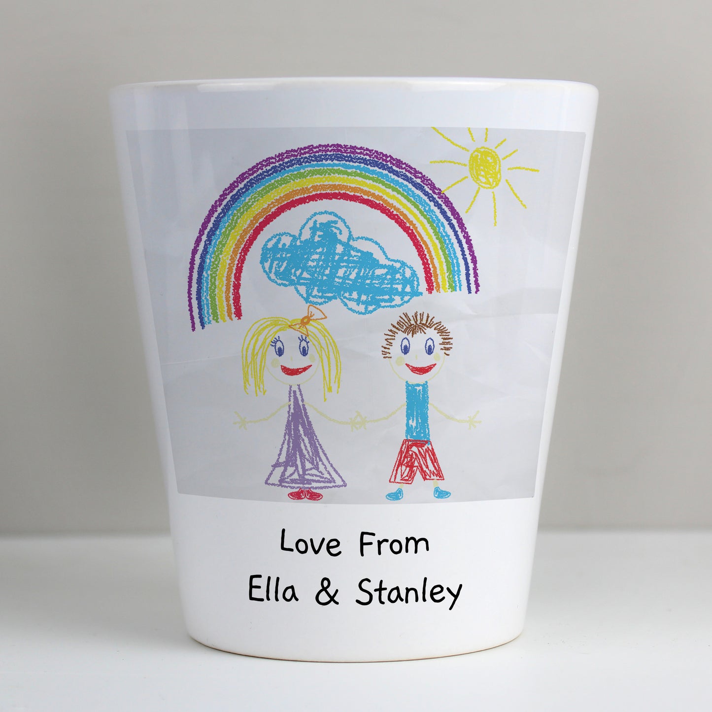 Personalised Childrens Drawing Photo Upload Plant Pot - MK&JD Gifts