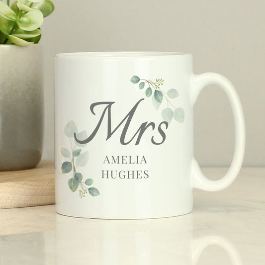 Personalised Botanical Mrs Mug - MK&JD Gifts