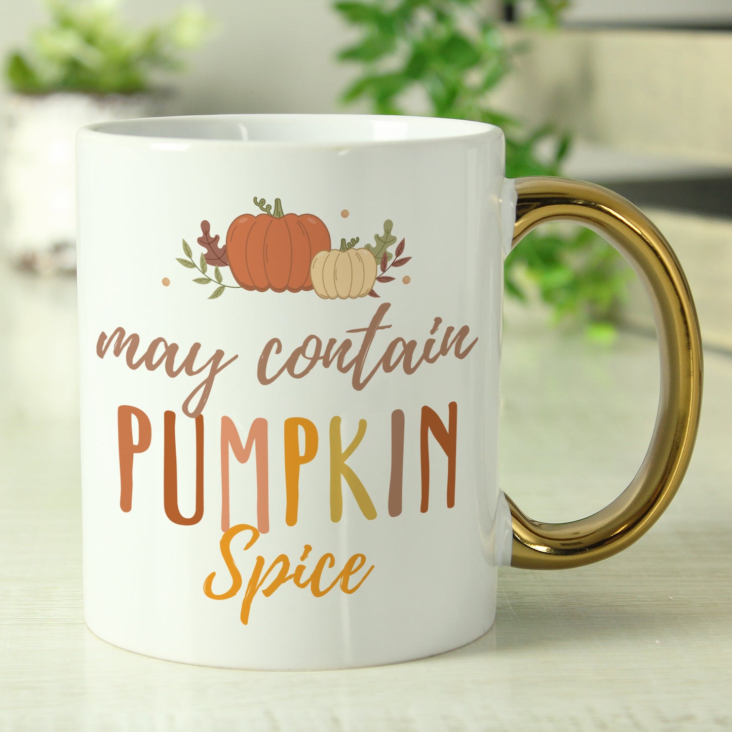 Personalised Pumpkin Spice Gold Handle Mug - MK&JD Gifts