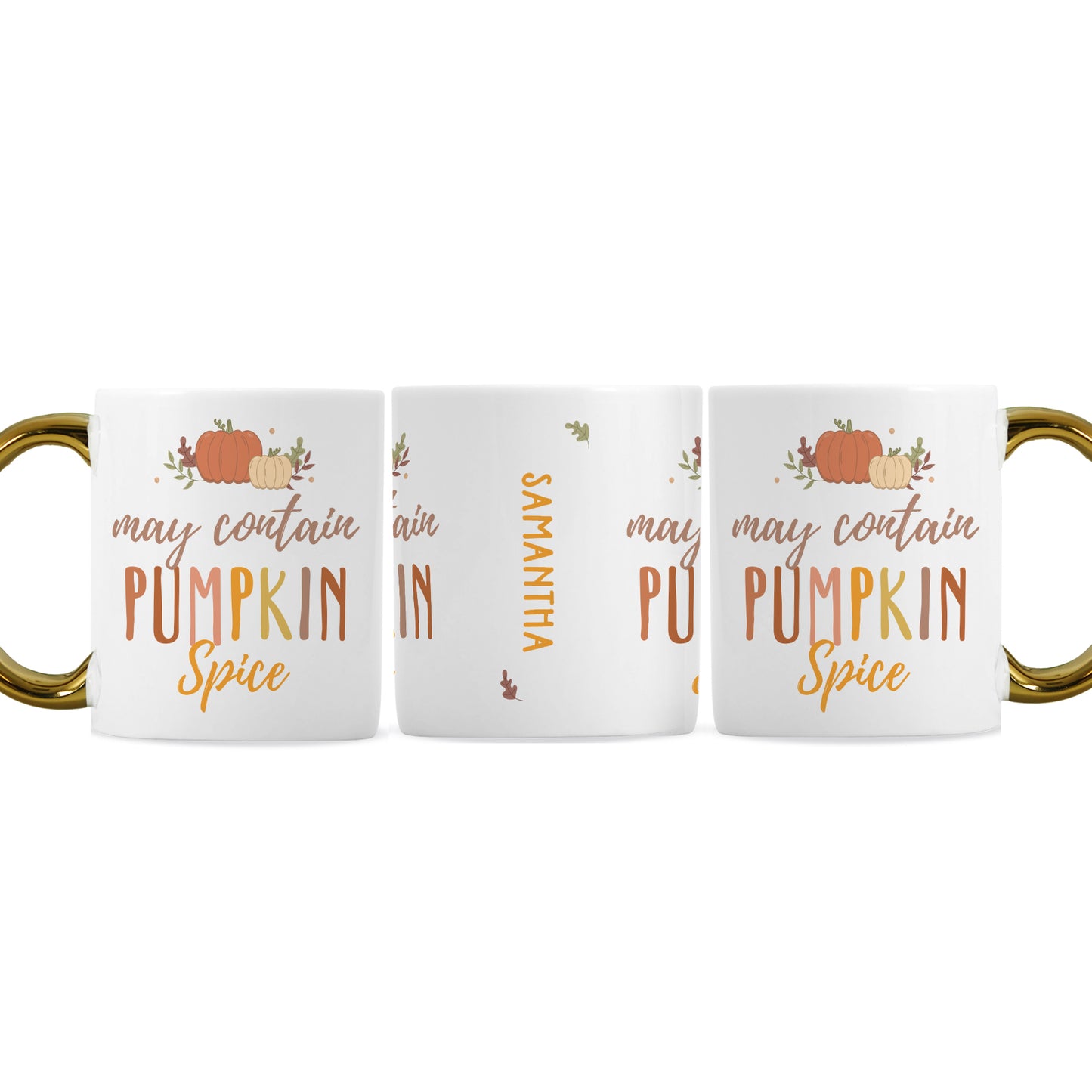 Personalised Pumpkin Spice Gold Handle Mug - MK&JD Gifts