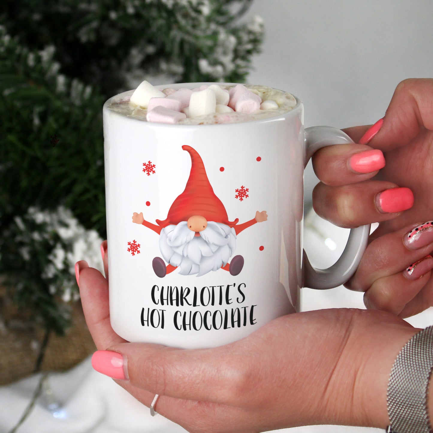 Personalised Red Gonk Christmas Mug - MK&JD Gifts