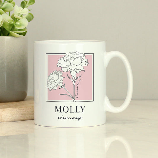 Personalised Birth Flower Mug - MK&JD Gifts