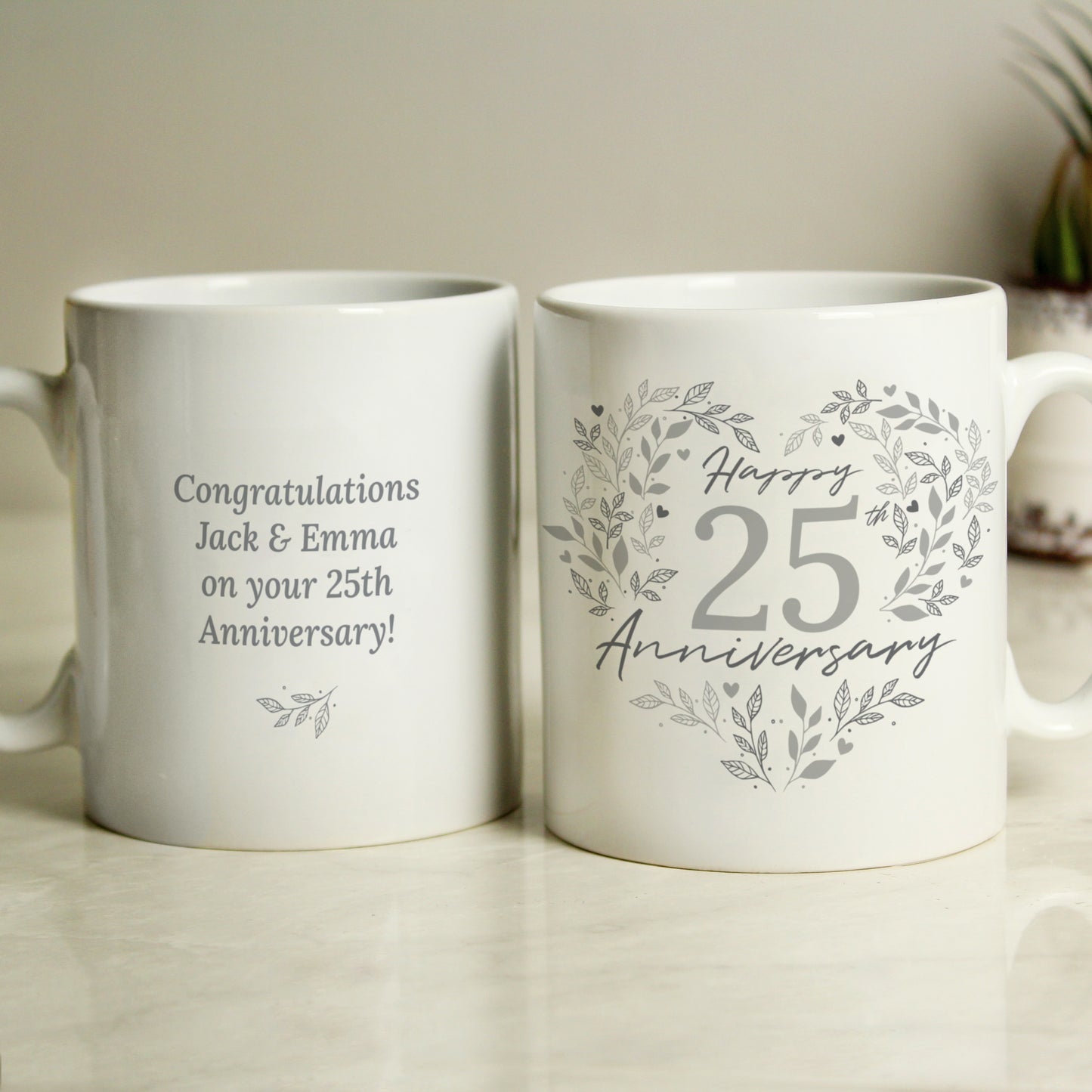 Personalised 25th Silver Wedding Anniversary Mug - MK&JD Gifts