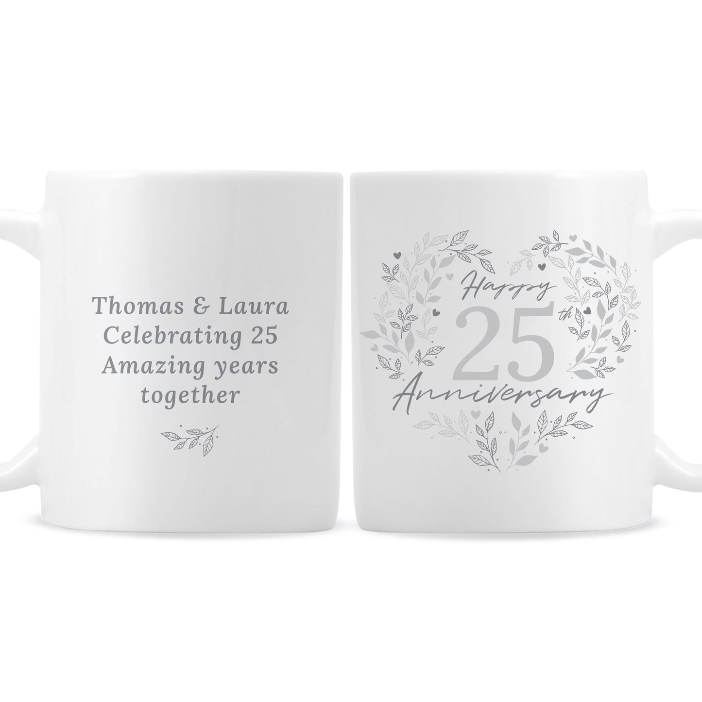Personalised 25th Silver Wedding Anniversary Mug - MK&JD Gifts