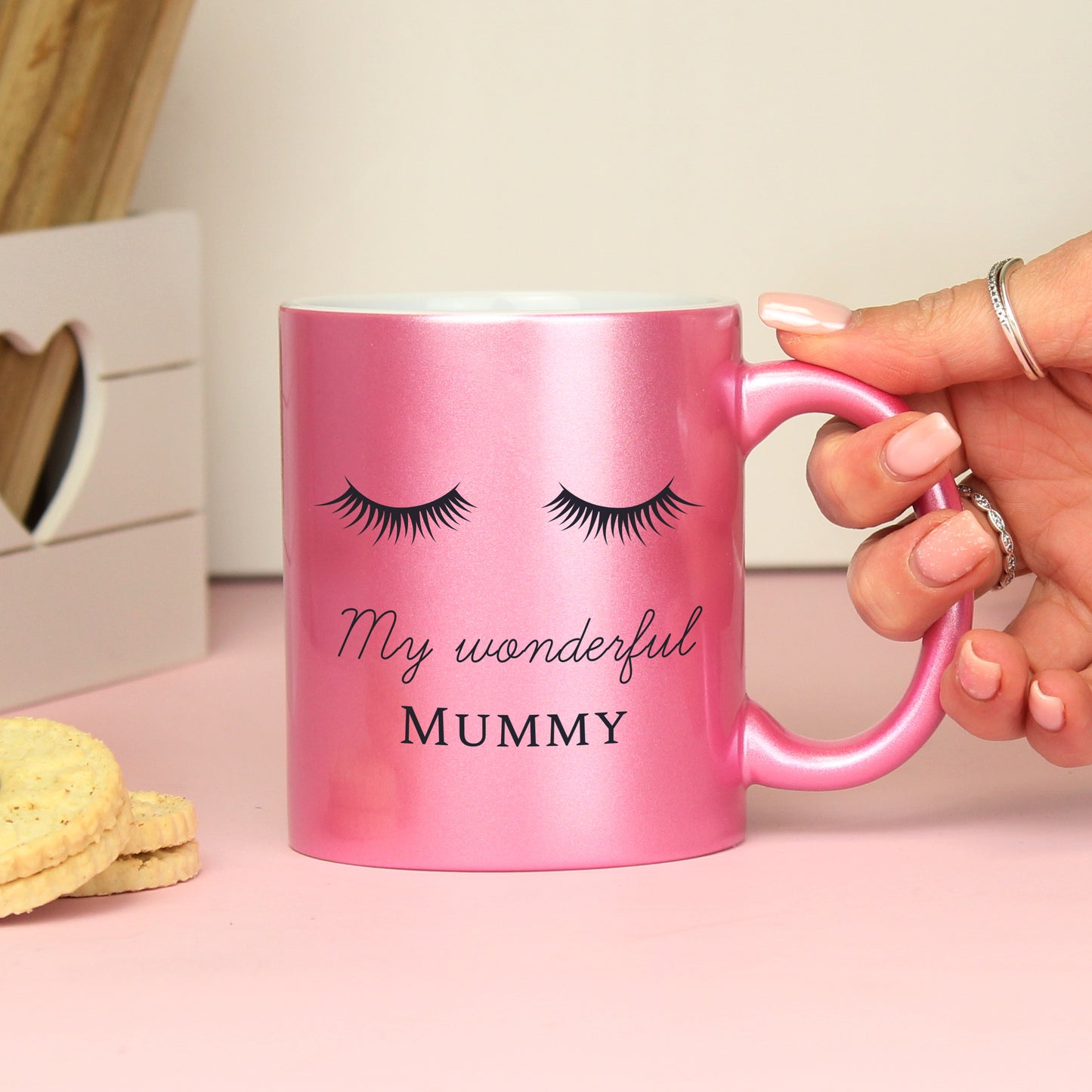 Personalised Eyelashes Pink Glitter Mug - MK&JD Gifts