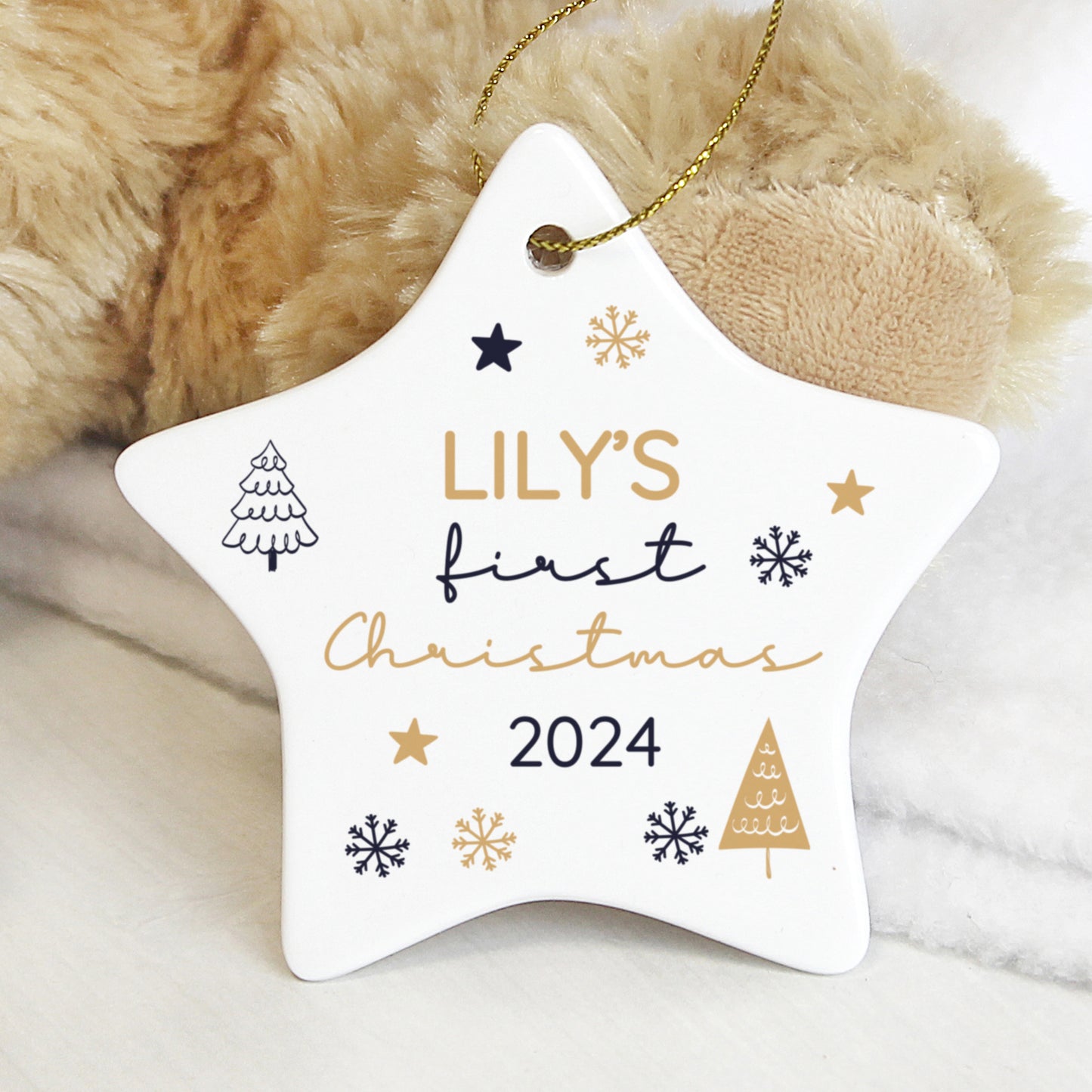 Personalised First Christmas Star Christmas Tree Decoration - MK&JD Gifts