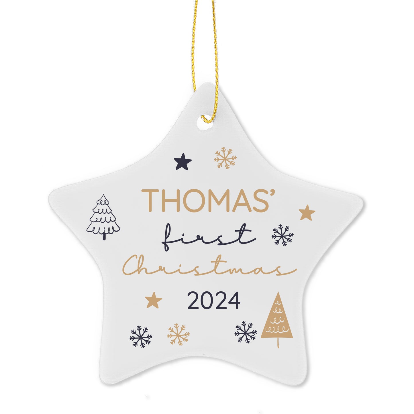 Personalised First Christmas Star Christmas Tree Decoration - MK&JD Gifts