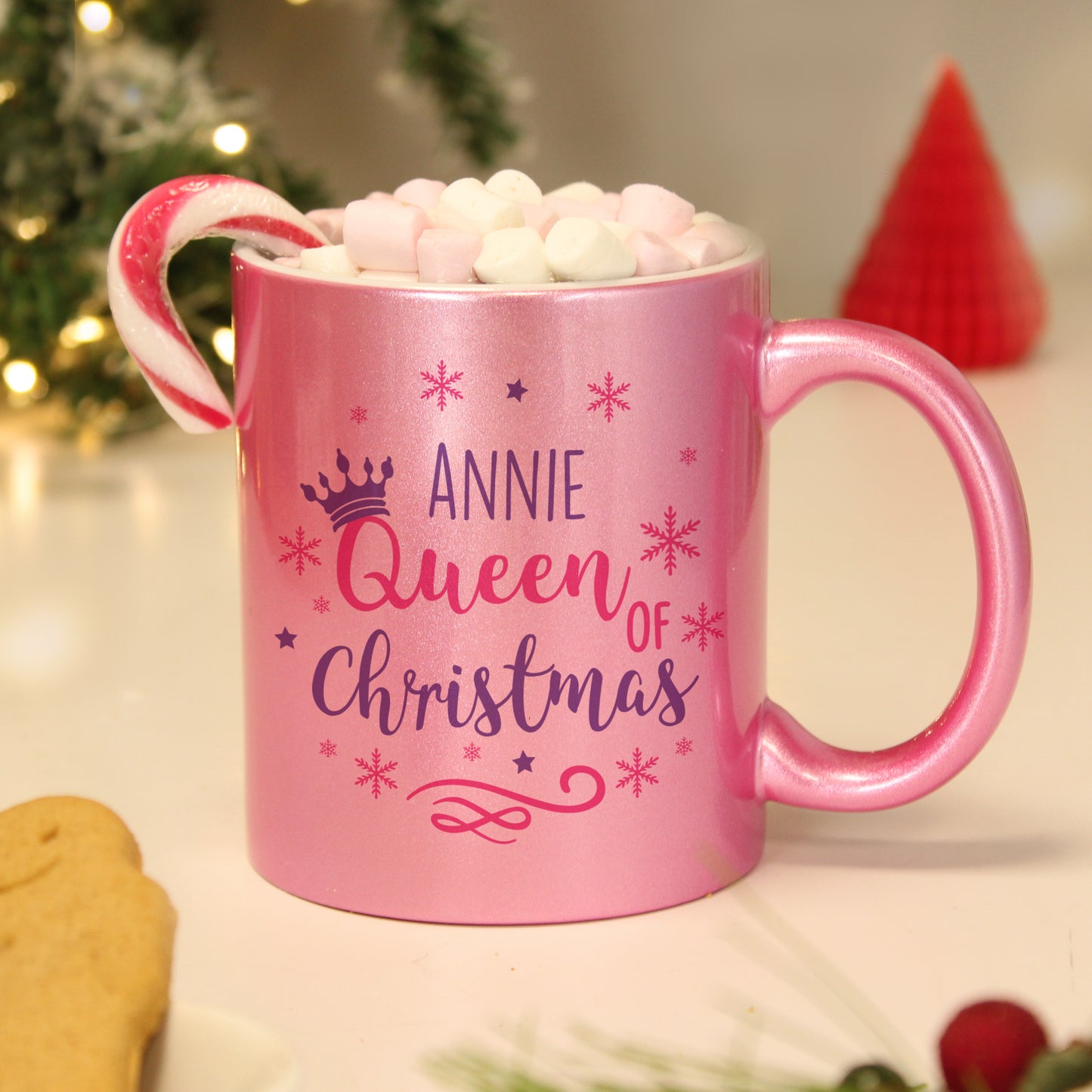 Personalised Queen Of Christmas Pink Mug - MK&JD Gifts