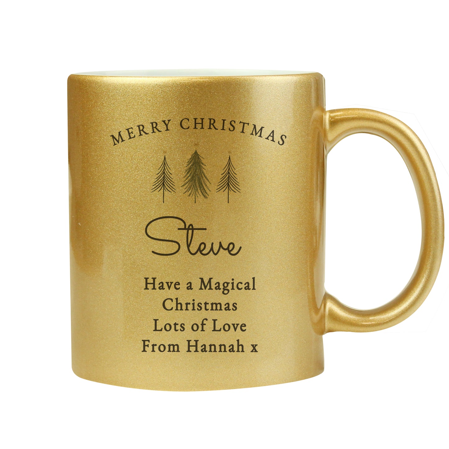 Personalised Christmas Tree Gold Glitter Mug - MK&JD Gifts