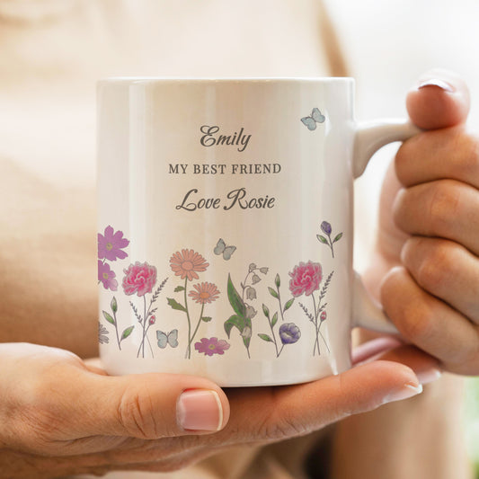Personalised Wild Flowers Mug - MK&JD Gifts