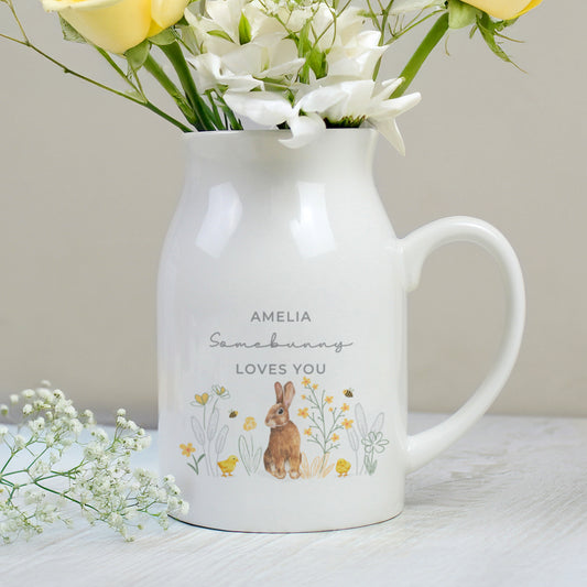 Personalised Spring Bunny Jug Vase - MK&JD Gifts