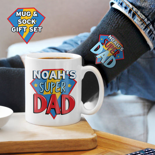 Personalised Super Dad Mug & Socks Set - MK&JD Gifts