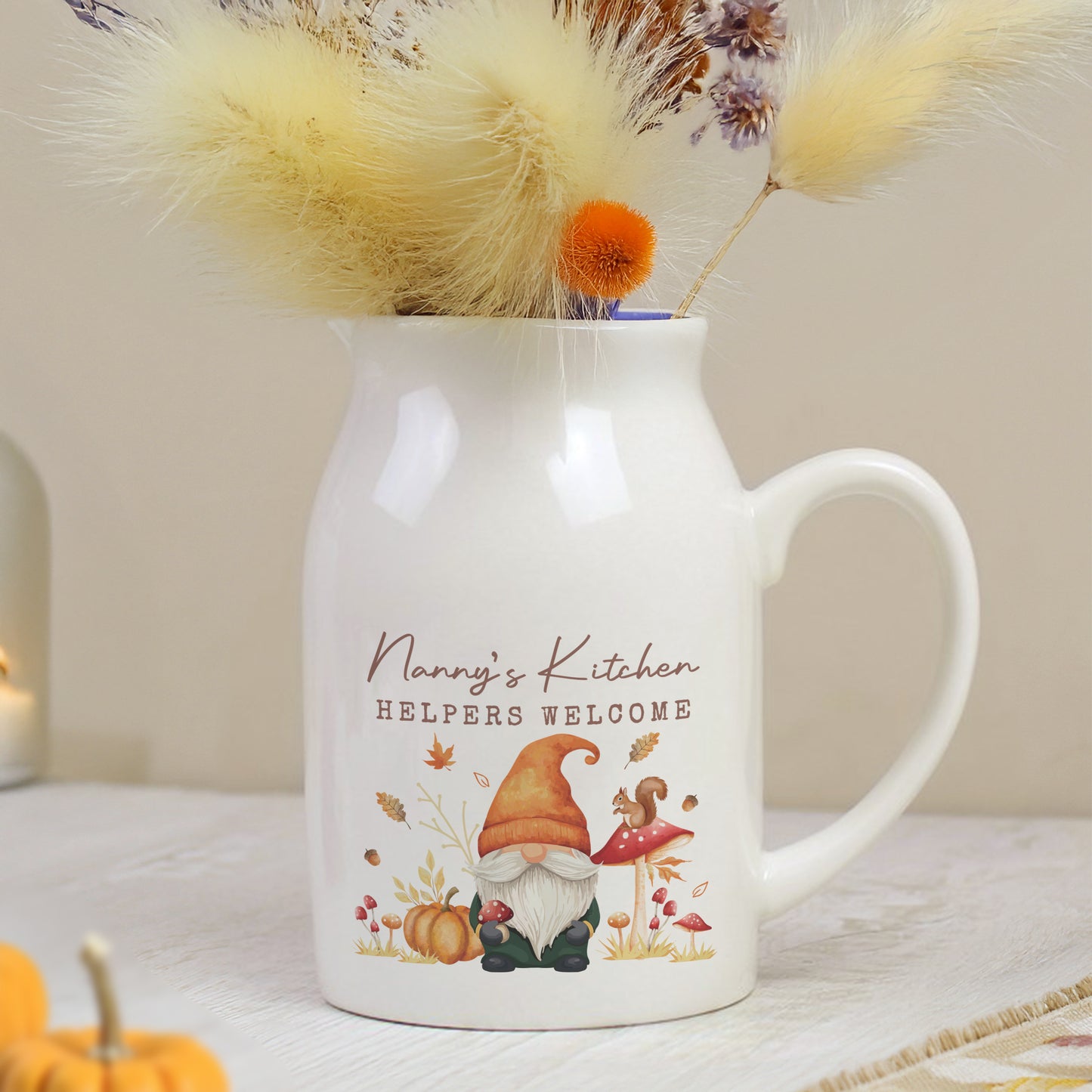 Personalised Autumn Gonk Flower Jug Vase - MK&JD Gifts