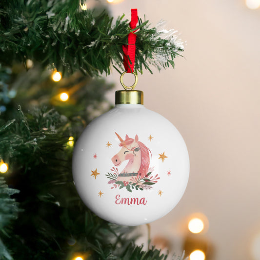 Personalised Unicorn Christmas Bauble - MK&JD Gifts