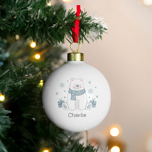 Personalised Polar Bear Christmas Bauble - MK&JD Gifts