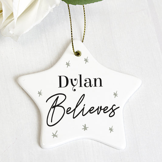 Personalised Believes Ceramic Star Decoration - MK&JD Gifts