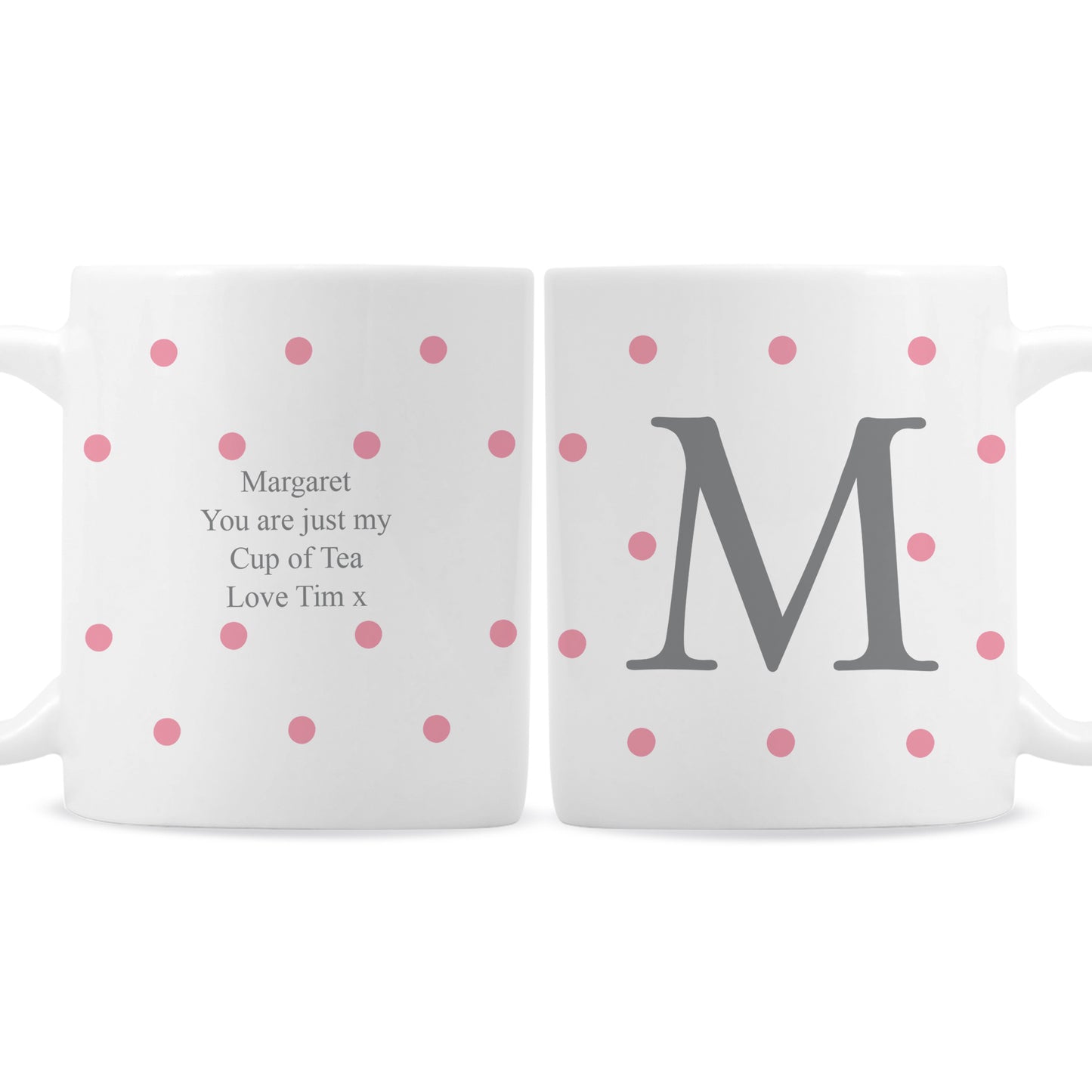 Personalised Monogram Pink Spot Mug - MK&JD Gifts