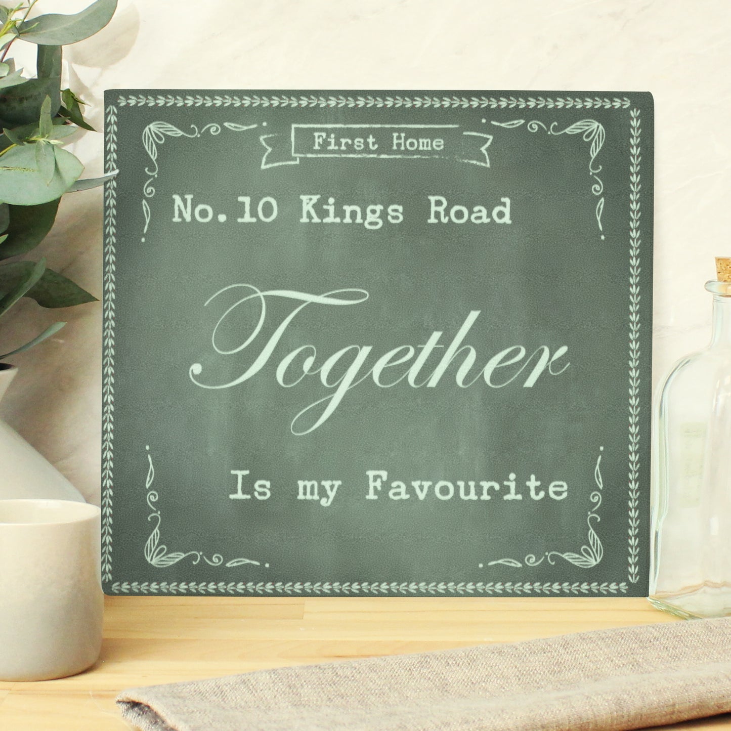 Personalised Family Chalk Glass Chopping Board/Worktop Saver - MK&JD Gifts