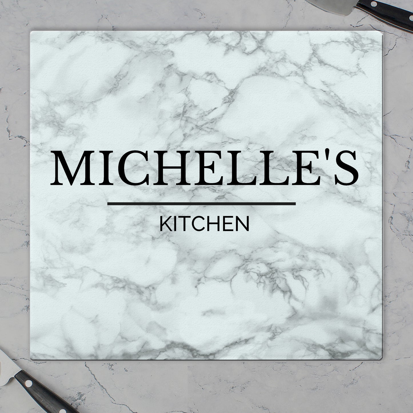 Personalised Marble Effect Glass Chopping Board/Worktop Saver - MK&JD Gifts