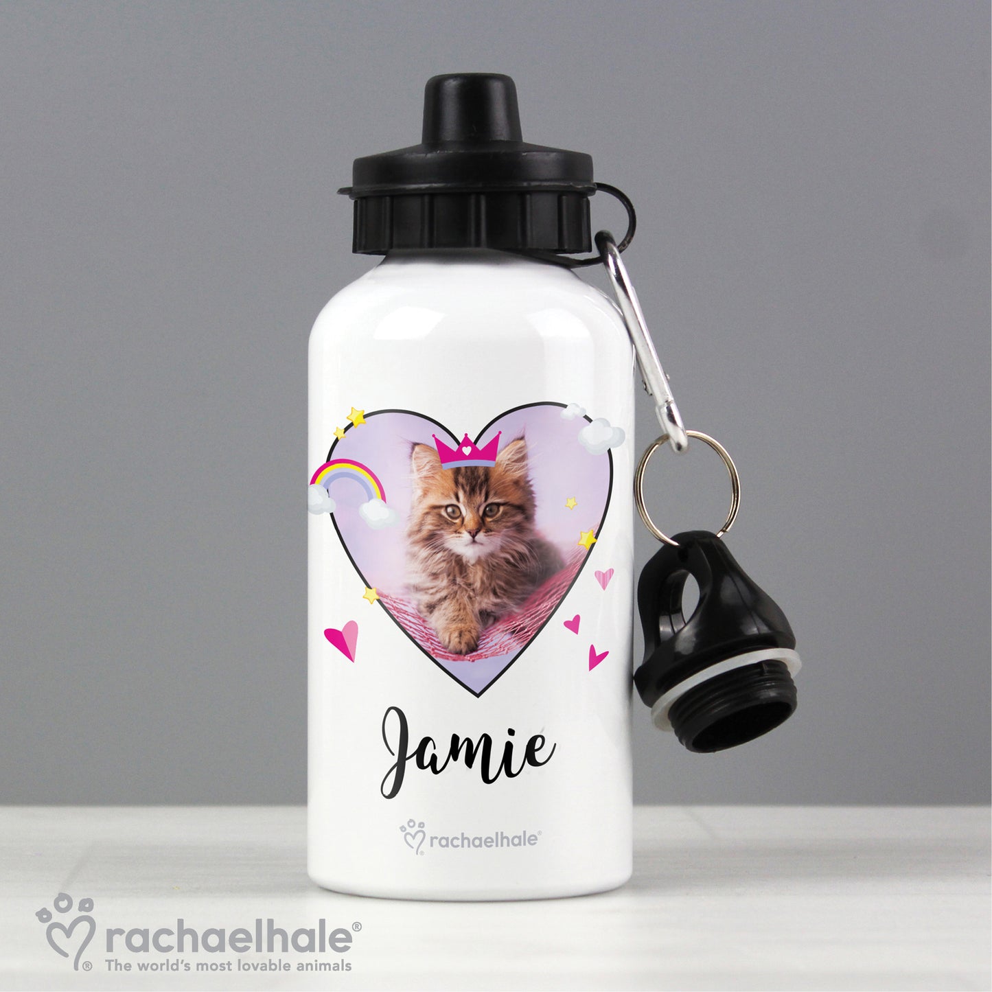 Personalised Rachael Hale Cute Cat Drinks Bottle - MK&JD Gifts