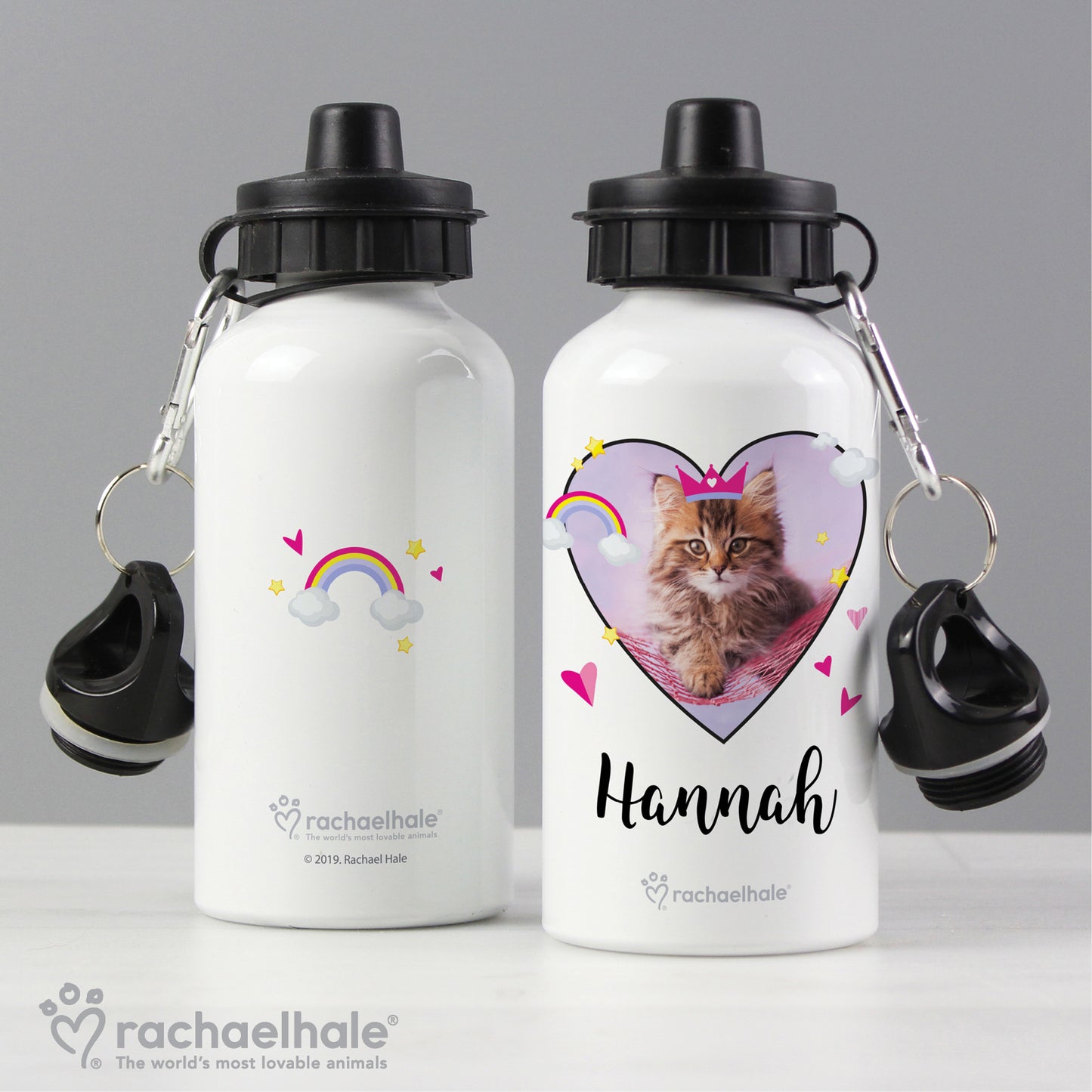 Personalised Rachael Hale Cute Cat Drinks Bottle - MK&JD Gifts