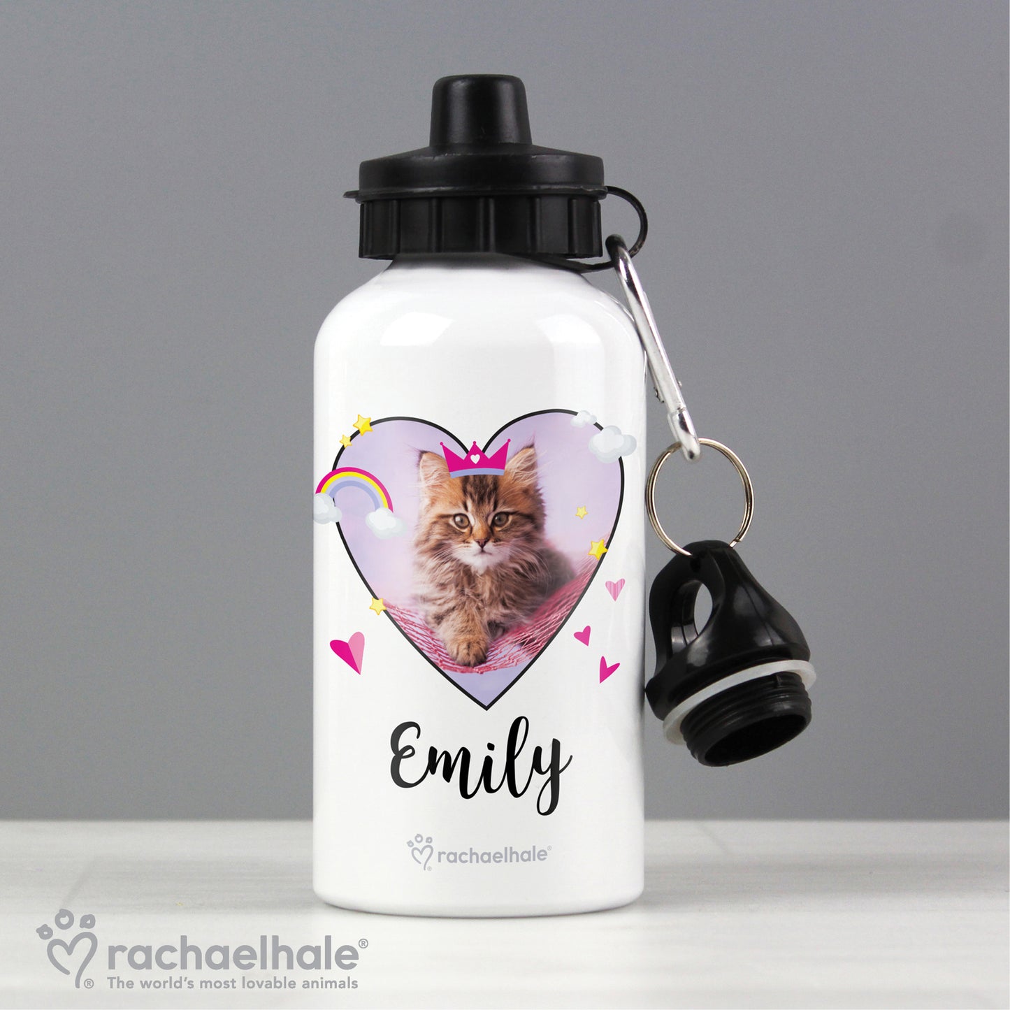 Personalised Rachael Hale Cute Cat Drinks Bottle - MK&JD Gifts