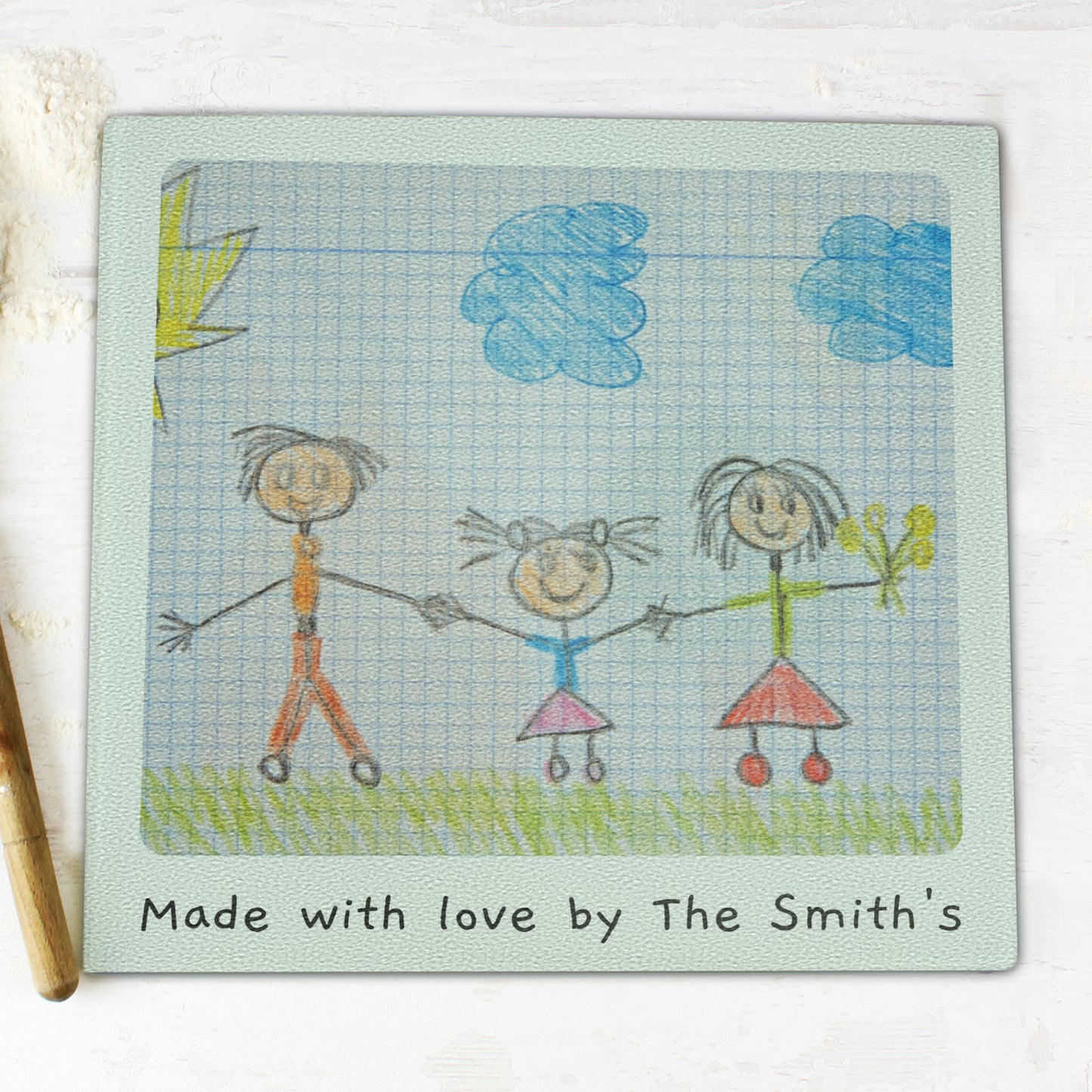 Personalised Childrens Drawing Photo Upload Glass Chopping Board/Worktop Saver - MK&JD Gifts