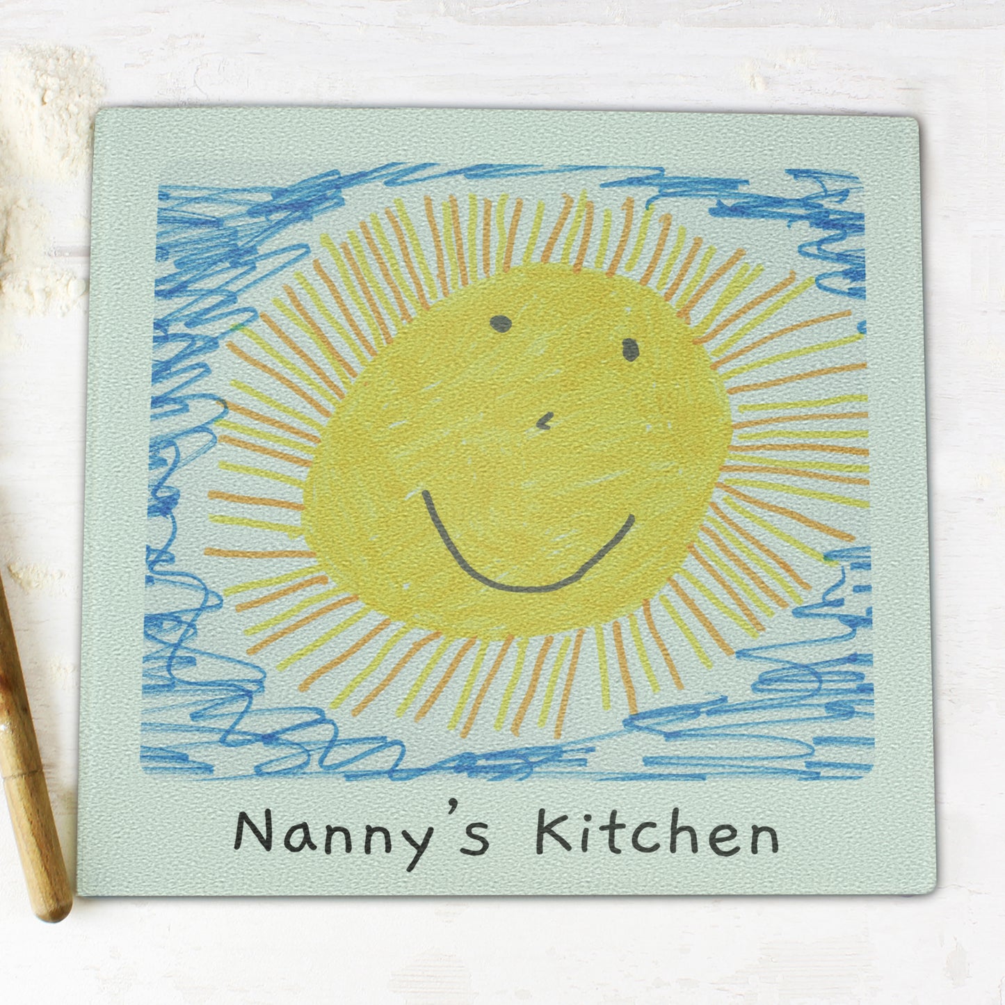 Personalised Childrens Drawing Photo Upload Glass Chopping Board/Worktop Saver - MK&JD Gifts