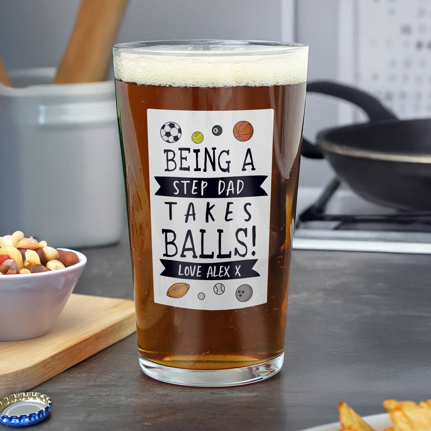 Personalised It Takes Balls Printed Beer Glass - MK&JD Gifts