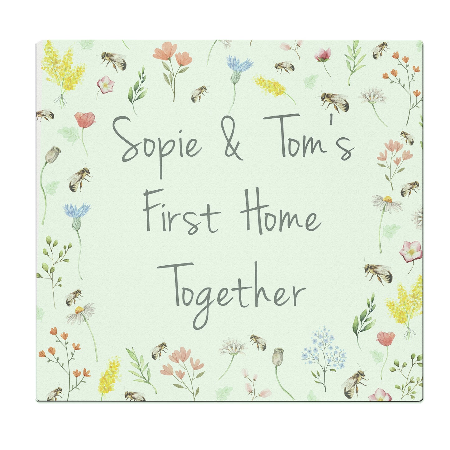 Personalised Busy Bee Glass Chopping Board/Worktop Saver - MK&JD Gifts